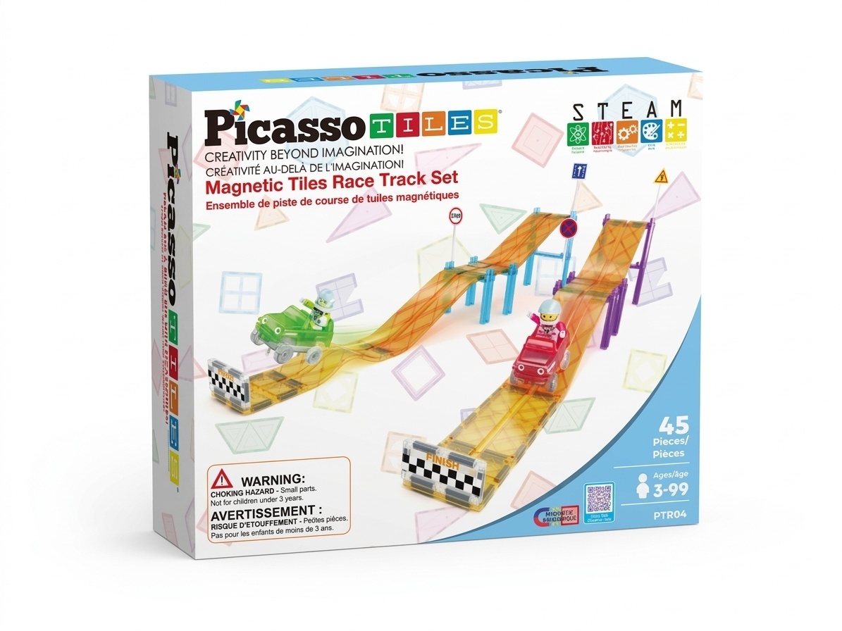 Picasso Tiles PICASSO TILES Magnetiline konstruktor Racing Track komplekt 45 osa, PTR04