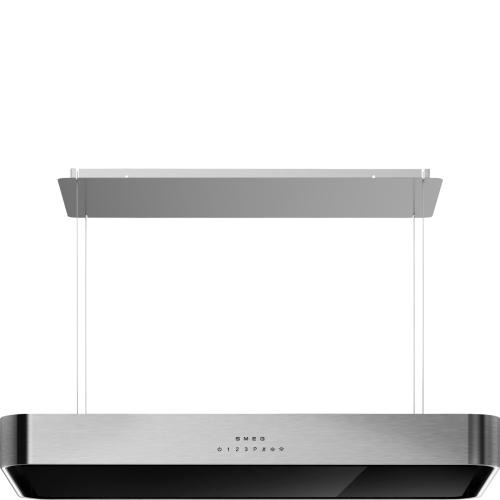 SMEG õhupuhastaja KSLS10X saare, 100 cm, Autovent, 650 m3/h, 73 dB, roostevaba-teras/must klaas