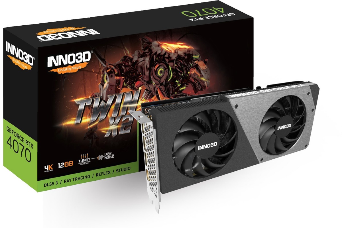 INNO3D videokaart nVidia GeForce RTX 4070 TWIN X2 12 GB GDDR6X DLSS 3