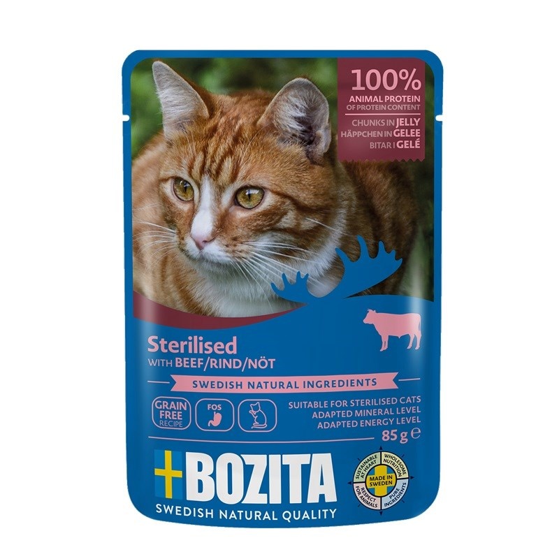 Bozita kassitoit Sterilised Beef Jellied Pieces, 85g