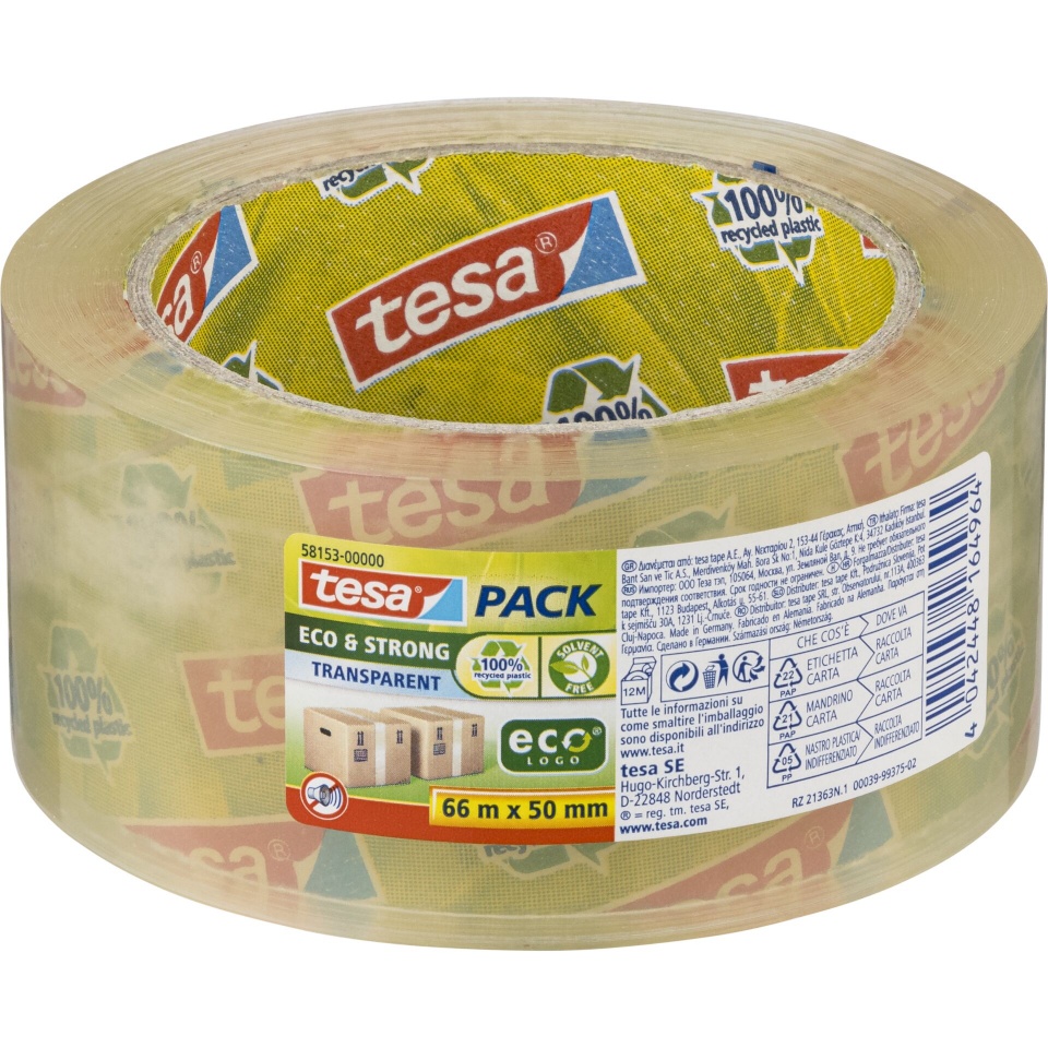 Tesa pakketeip Packaging Tape 66m x 50mm Eco&Strong läbipaistev 58153