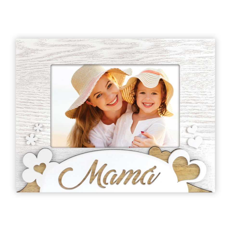 ZEP pildiraam Mama, 10x15cm Querformat valge Tischrahmen Wooden Frame, puidust raamiga
