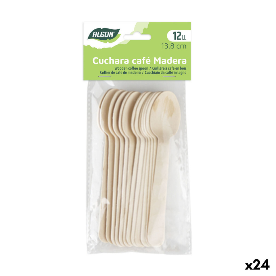 Algon lusikate komplekt pruun Puit 13,8cm 12tk (24tk)