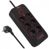 Maclean pikendusjuhe Power strip MCE391 B 6 sockets 4xUSB, 110-240V AC 50/60Hz, 2.1A max 2500W, must