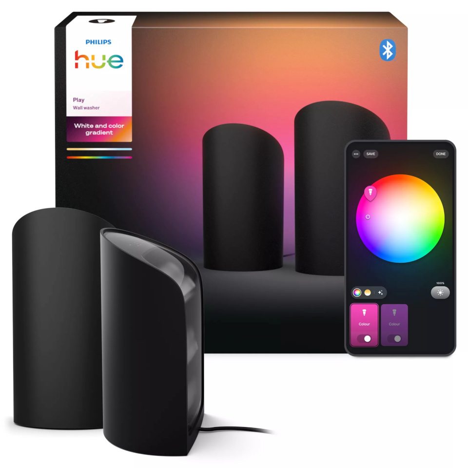 Philips Hue Play wall washer, 2-pack, EU/UK Coloured and valge light (RGBW) Bluetooth, Zigbee