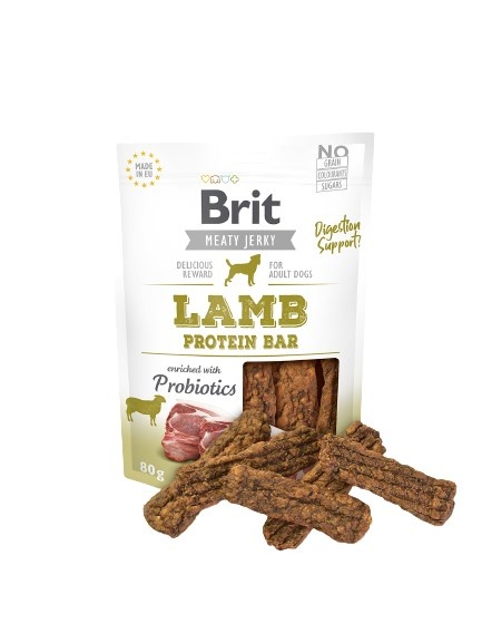 Brit maius koerale Jerky Lamb Protein Bar, 80g
