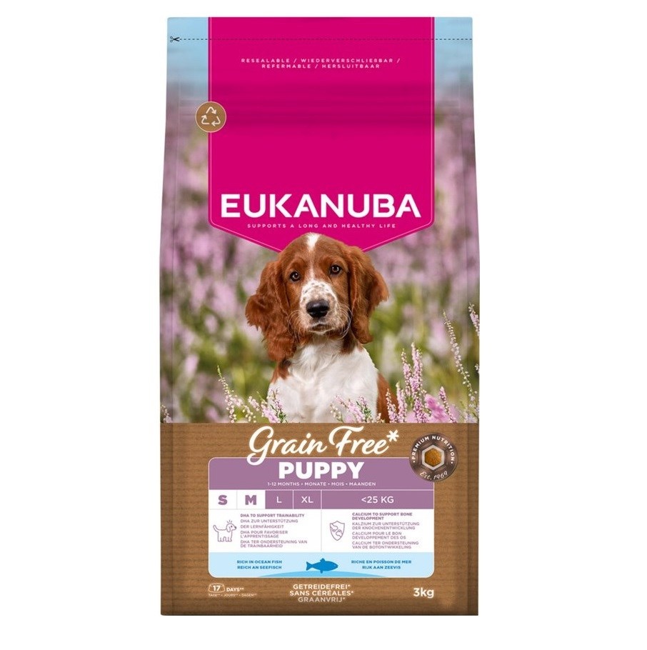 Eukanuba kuivtoit koerale Grain Free Puppy Small/Medium Ocean Fish, 3kg