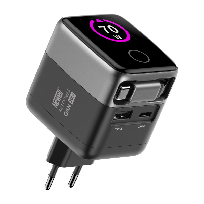 Newell laadija GaN 70W TFT koos USB-C kaabliga 