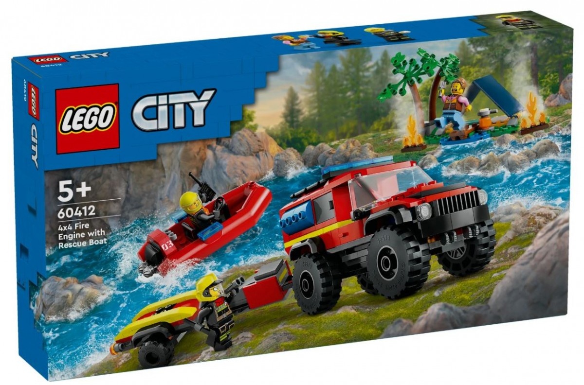 LEGO klotsid 60412 City Feuerwehrgeländewagen mit Rettungsboot