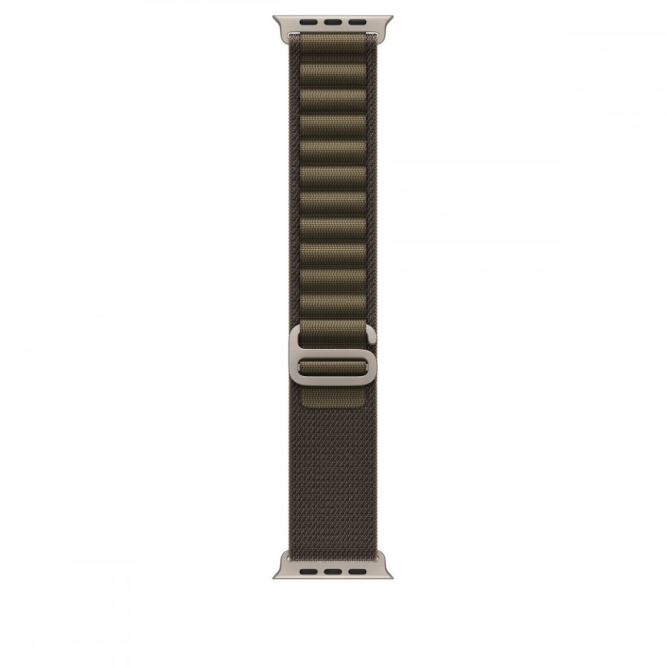 Apple kellarihm Watch 49mm Dark Olive Alpine Loop - Small - Natural Titanium Finish