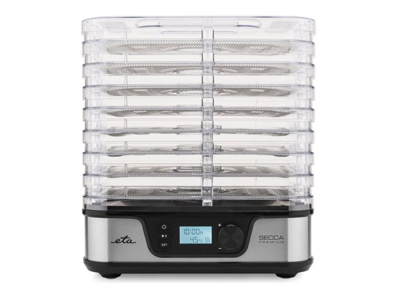 ETA toidukuivataja Food dryer | ETA930190000 Secca Premium | Power 380 W | Number of trays 8 | Temperature control | Integrated timer | hõbedane