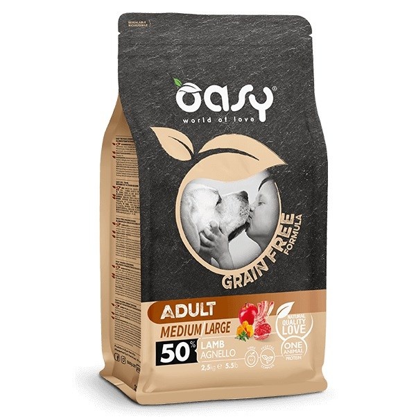 Oasy kuivtoit koerale Grain free Adult Medium/Large Lamb, 12kg