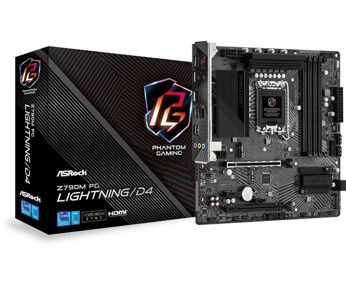 ASRock emaplaat Z790M PG Lightning/D4 Intel LGA1700 DDR4 mATX, 90-MXBJW0-A0UAYZ