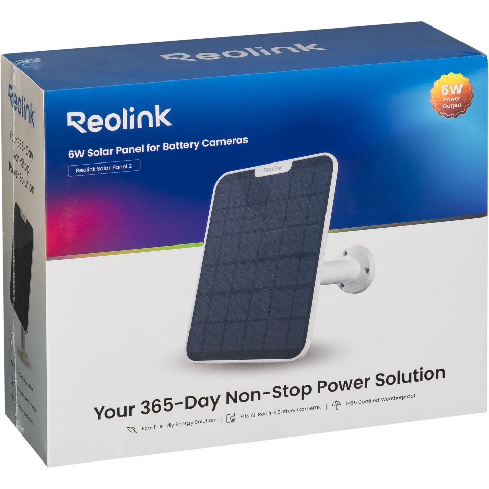 Reolink päikesepaneel turvakaamerale Solar Panel 2-W, 6W, valge