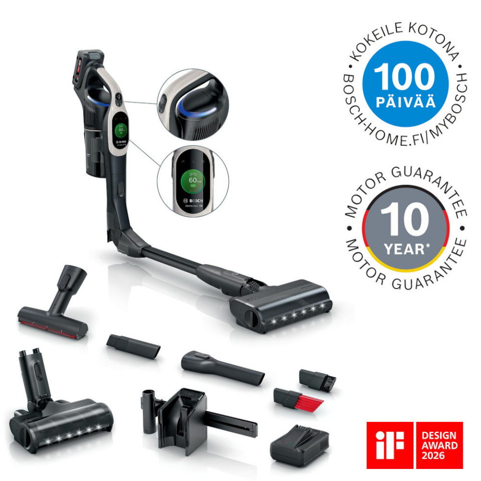 Boschi pulktolmuimeja Unlimited 10 BBS1041GQC -pulktolmuimeja, tume kreemjas/hall