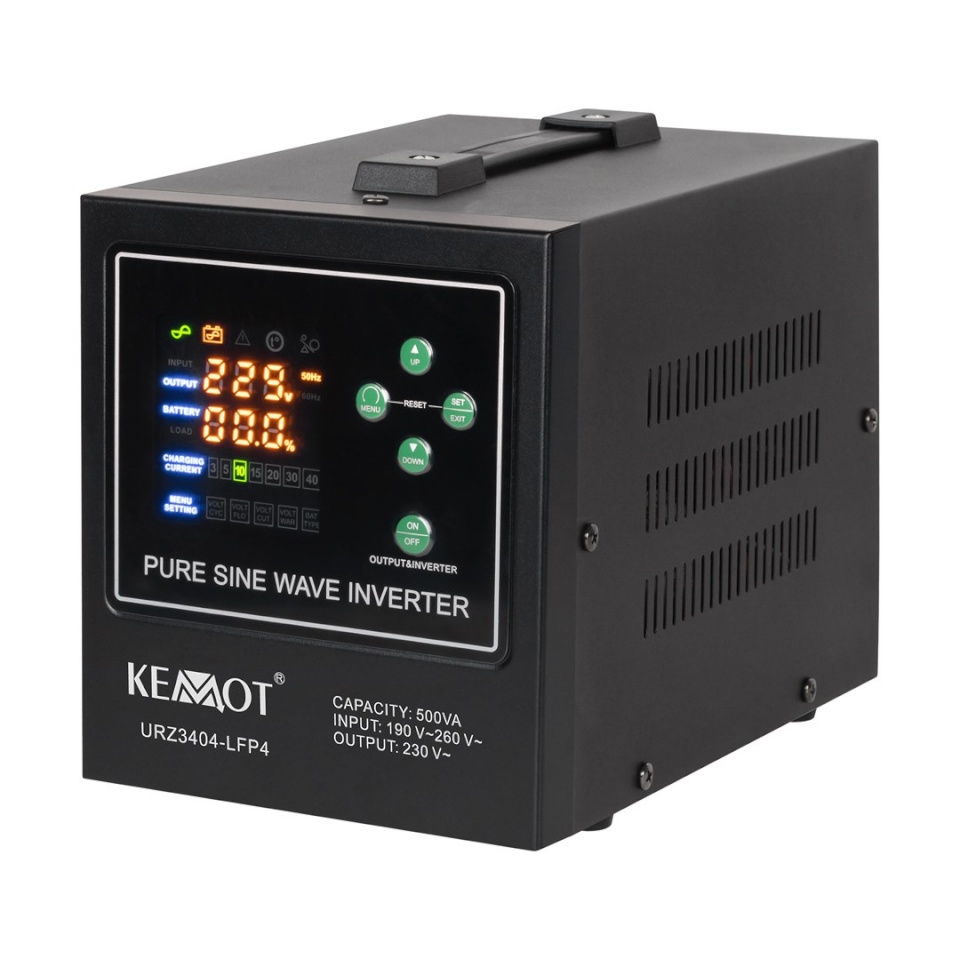 KEMOT PROsinus-500-LiFePo4 emergency power supply – a pure sine wave inverter with a 12V charging function, 230V, 500VA/300W