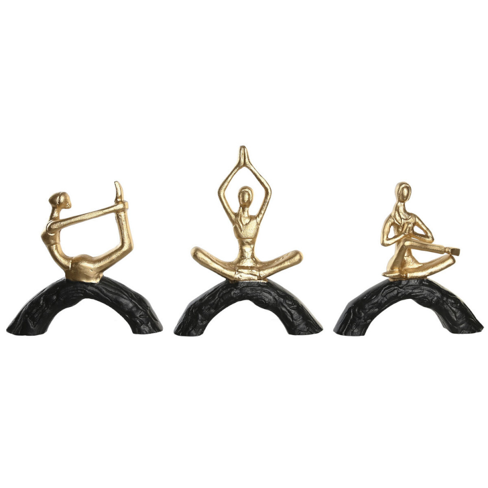 DKD Home Decor dekoratiivkuju 28x7x35cm 28x8x36cm must kuldne Yoga 3tk