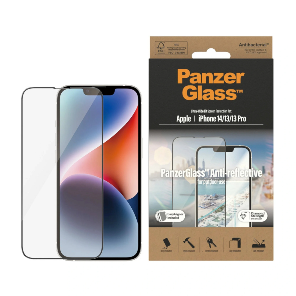 Panzerglass kaitseklaas iPhone 14/13/13 Pro UWF Anti-Reflective AB Ultra-Wide Fit with EasyAligner