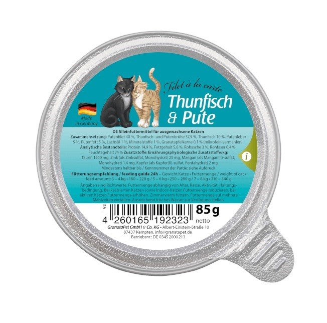 Fox4pets kassitoit GRANATAPET Filet á la carte Tun with Turkey, 85g