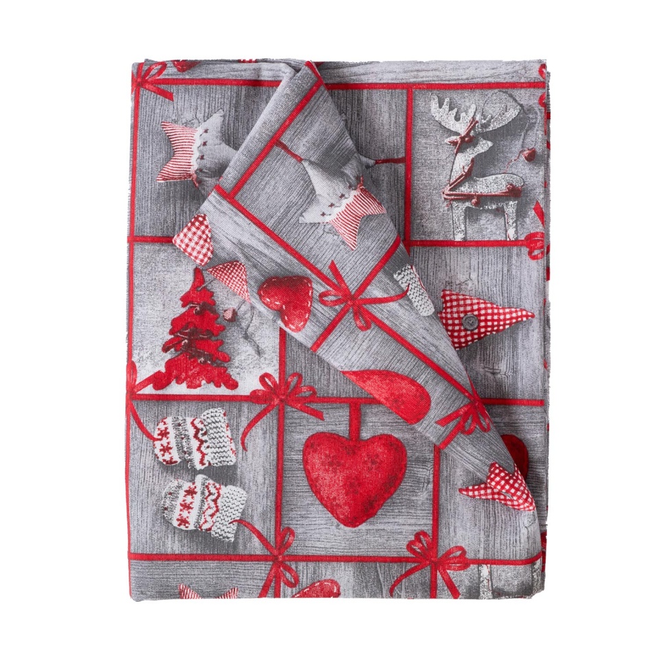 H4Y laudlina Winter Flowers, 136x220cm, hall/punane