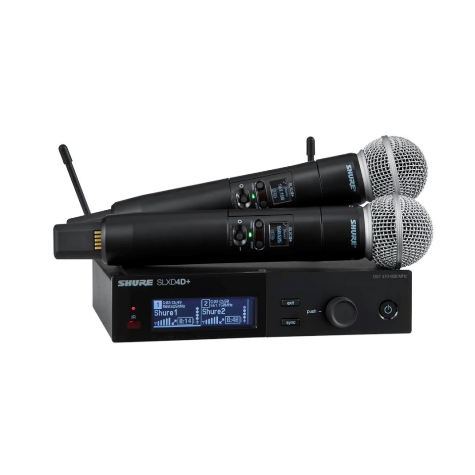 Shure mikrofon SLXD24D+E/58-G65 - Dual digital Wireless system with two transmitters/handheld microphones (470 - 606 MHz)