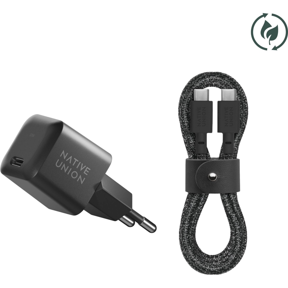 Native Union laadija 30W USB-C Fast GaN Charger must + USB-C Cable Cos.