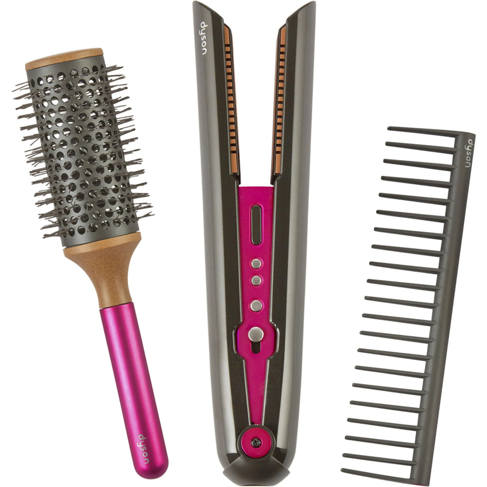 Casdon juuksesirgendaja lisadega Dyson Corrale Styling Set, hall/roosa