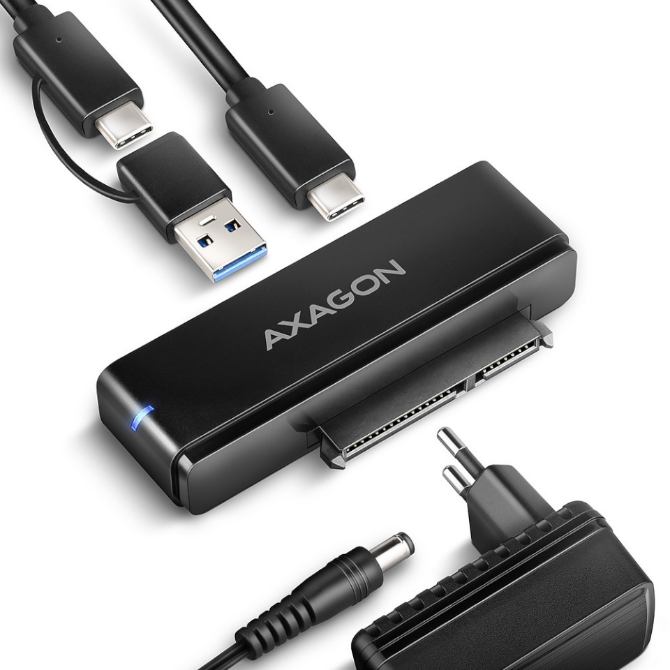 Axagon kettaboks ADSA-FPX Adapter USB-C 10Gbps SATA 6G 2.5"/ 3.5"