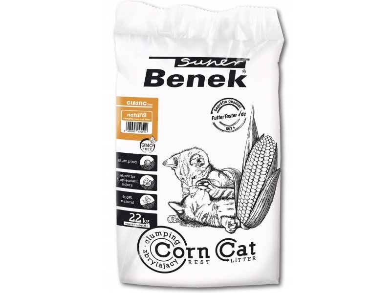 Super Benek Corn Classic Corn Litter for Cats Natural, sticking together 35 l