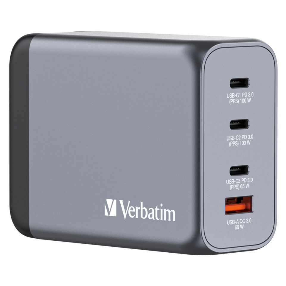 Verbatim laadija GNC-200 GaN Charg. 200W 3xUSB-C PD, 1xUSB-A QC 3.0 32204