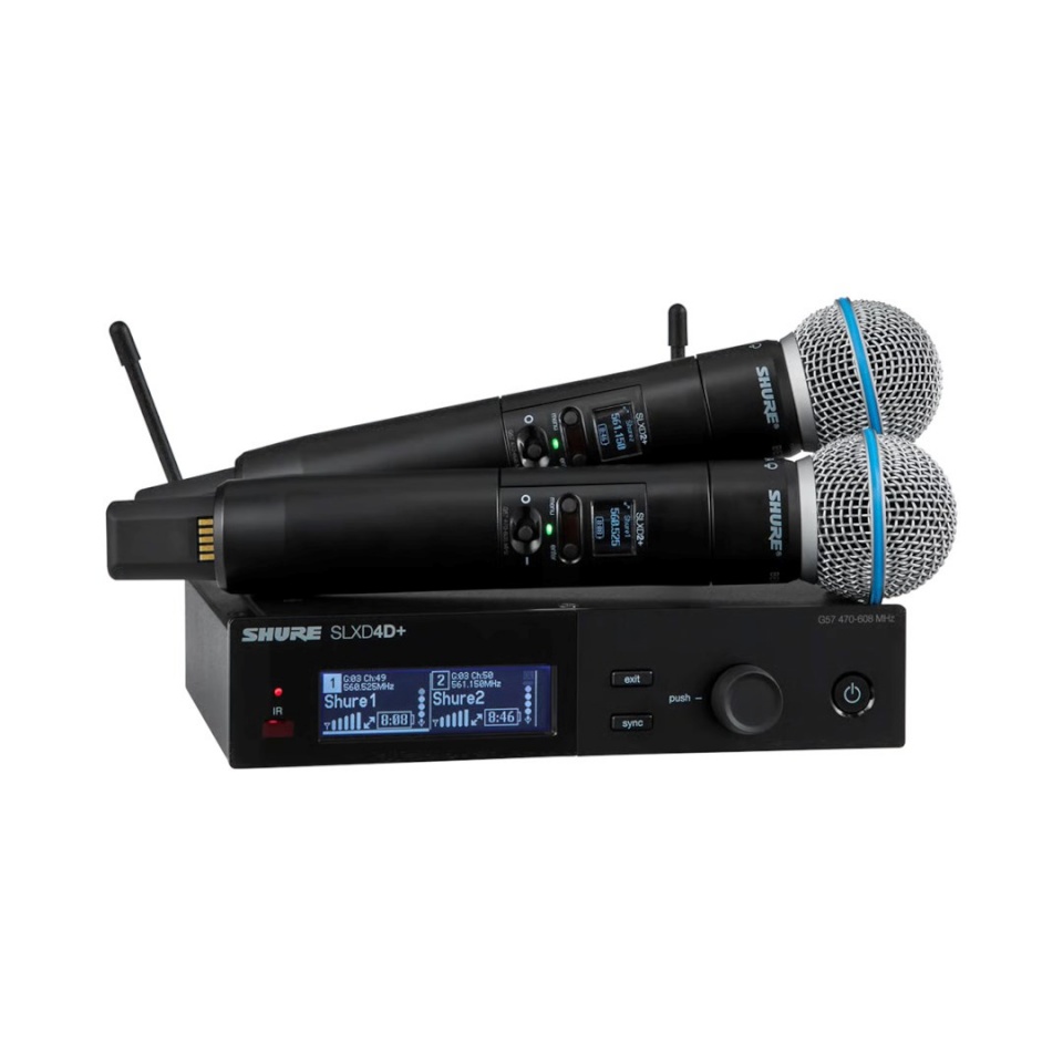 Shure mikrofon SLXD24D+E/B58-G65 - Dual digital Wireless system with two transmitters/handheld microphones (470 - 606 MHz)