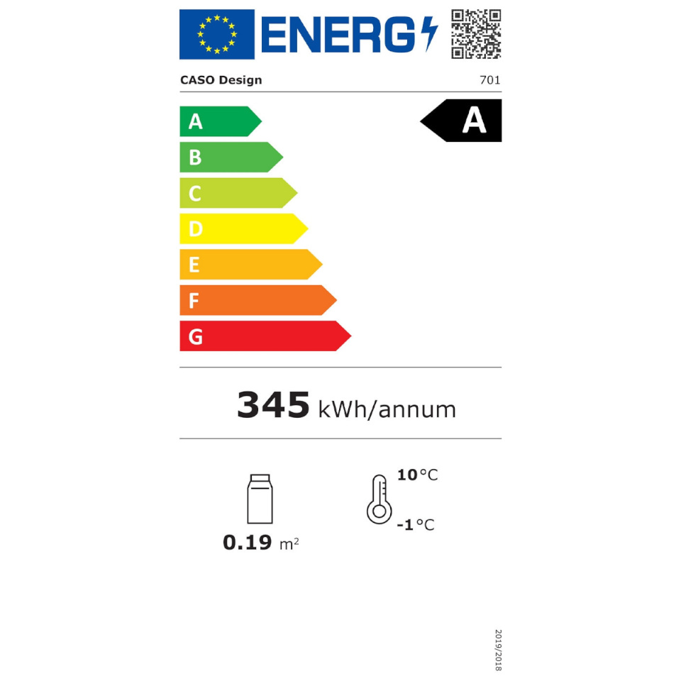 Caso | Barbecue Cooler | S-L | Energy efficiency class A | Free standing | Stainless steel