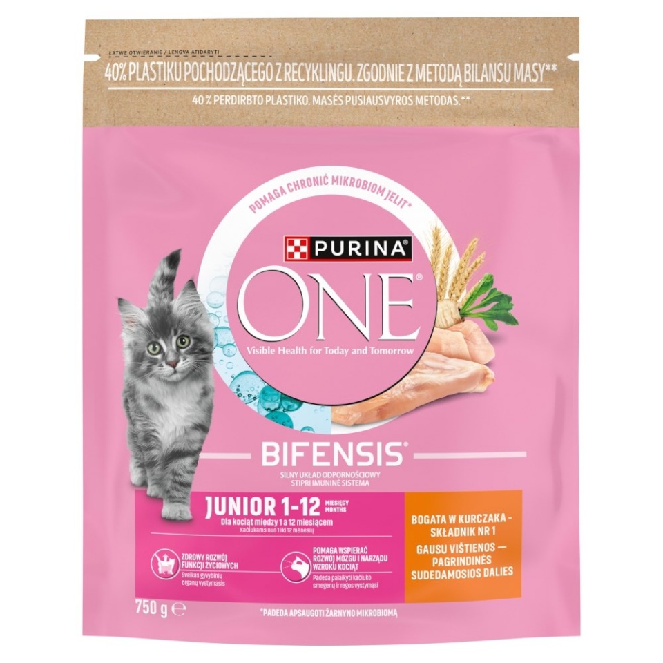 Purina Nestle kuivtoit kassile One Bifensis Junior Rich in Chicken, 750g
