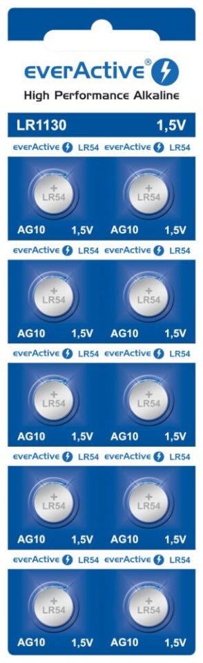 everActive patarei Mini alkaline batteries G10 LR1130 LR54 10tk