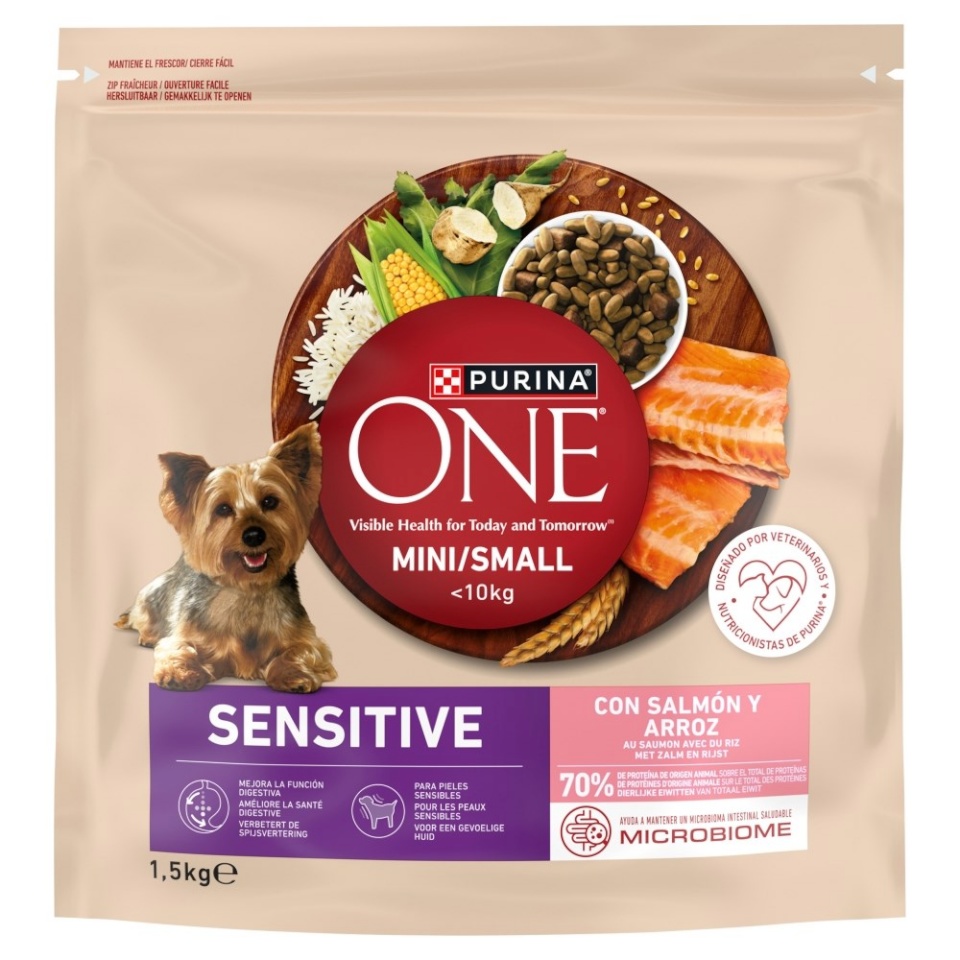 Purina Nestle kuivtoit koerale One Sensitive Mini/Small Salmon with Rice, 1,5kg