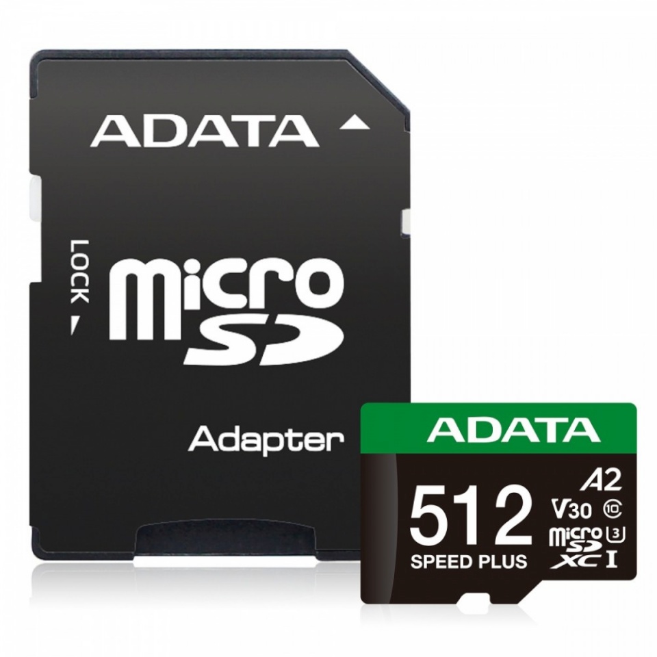Adata mälukaart microSD Speed Plus 512GB UHS1 U3 V30 A2 180/160 MB/s