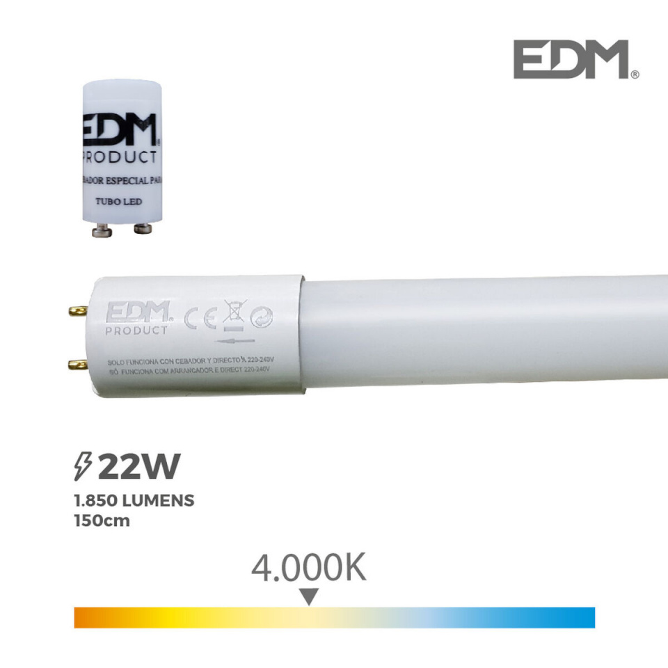 EDM LED-valgustoru 1850 Lm A+ T8 22 W (4000 K)