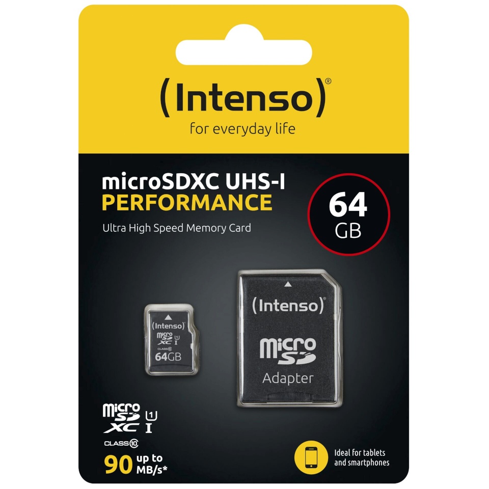 Intenso mälukaart microSDXC 64GB Class 10 UHS-I U1 Performance