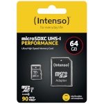 Intenso mälukaart microSDXC 64GB Class 10 UHS-I U1 Performance
