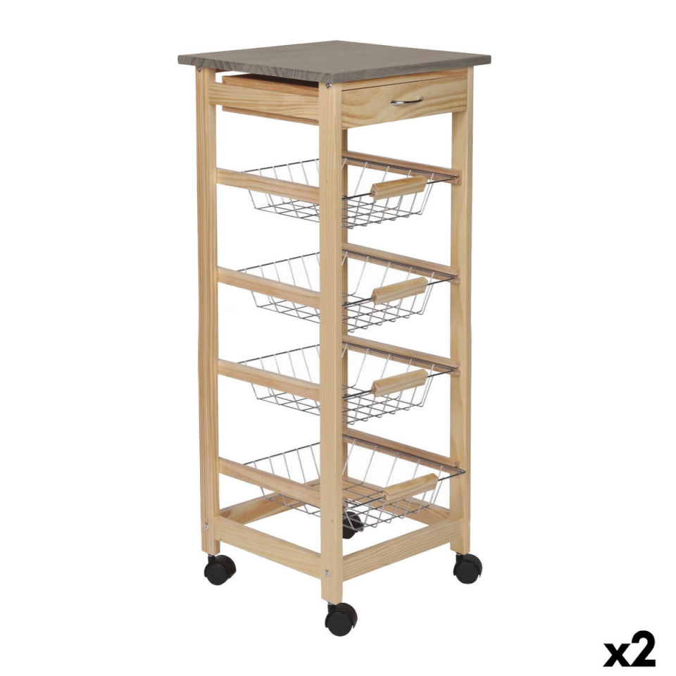 Moblekit köögiviljakäru pruun hall Puit Metall 37x37x82cm 2 Ühikut