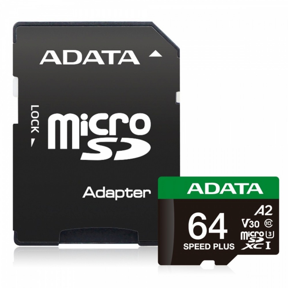 Adata mälukaart microSD Speed Plus 64GB UHS1 U3 V30 A2 160/140 MB/s