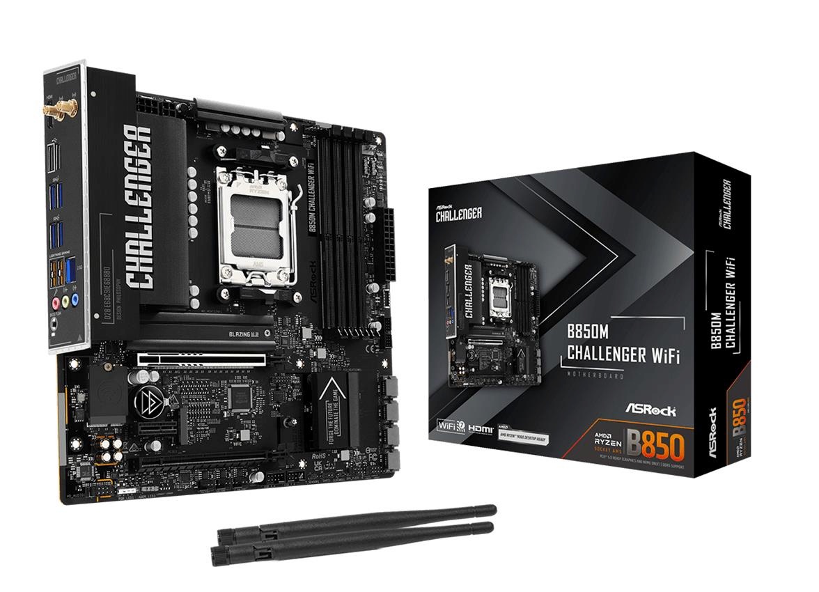 Asrock emaplaat AMD B850 socket Am5 micro ATX ram Ddr5-sdram 4xslots wi-fi Yes bluetooth Yes 1xnumber Of M.2 (m) Slots b850mchallengerwifi