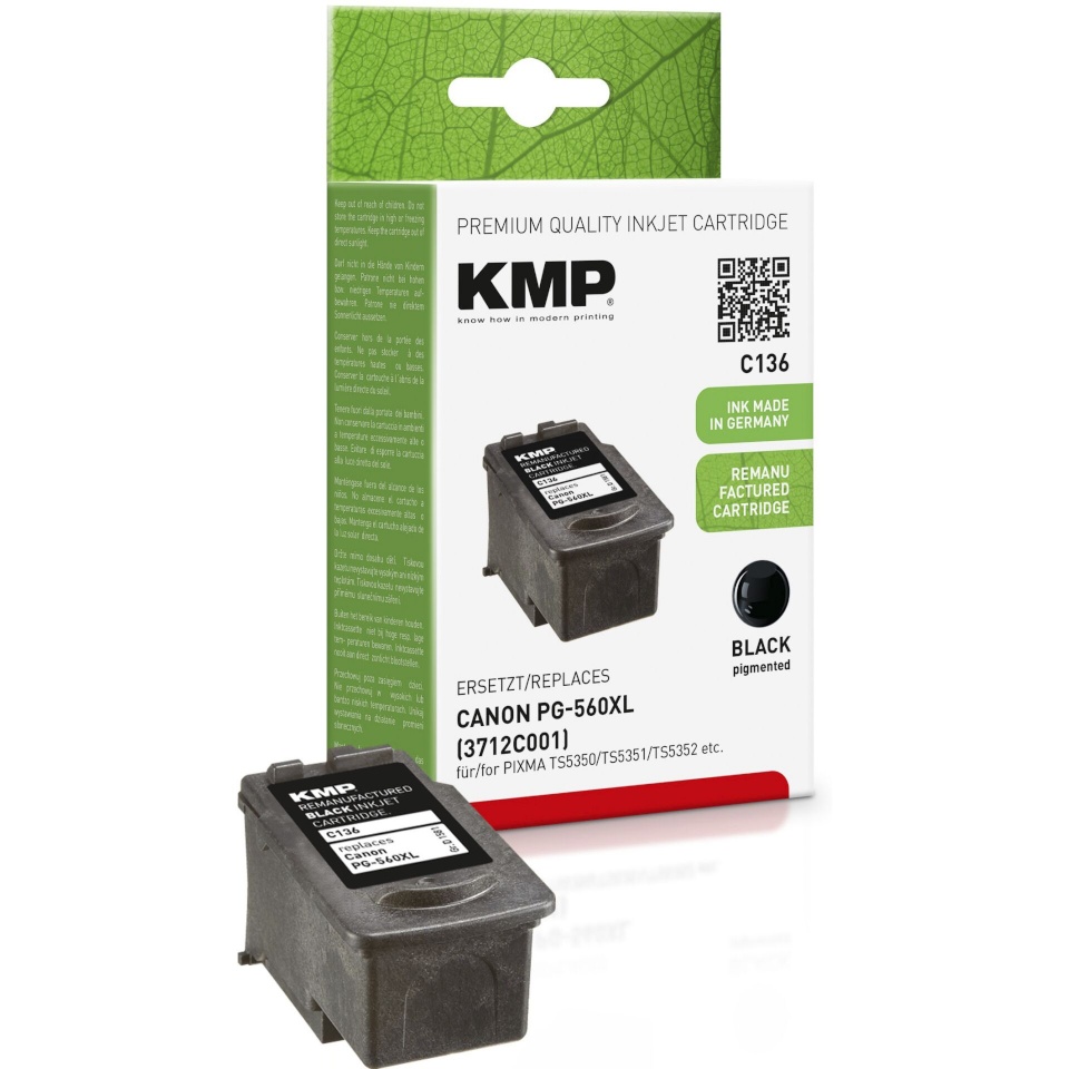 KMP tindikassett Canon PG-560XL/PG560XL must 400 S. C136 refille remanufactured