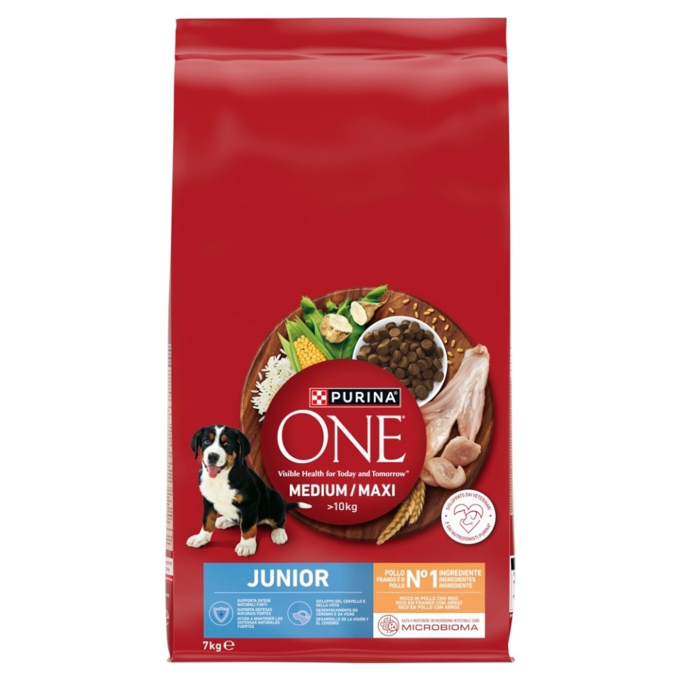 Purina Nestle kuivtoit koerale  One Junior Medium/Maxi Rich in Chicken with Rice, 7kg