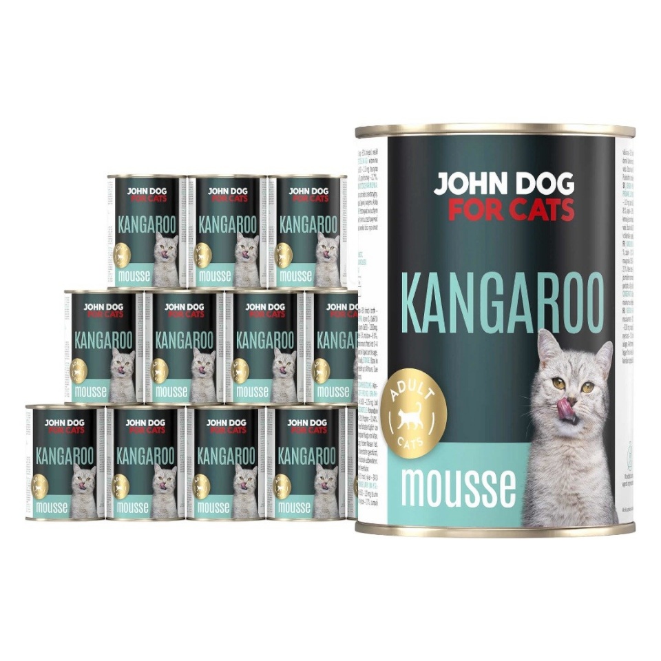 John Dog kassitoit Mousse Kangaroo - Wet Cat Food- 12x400g