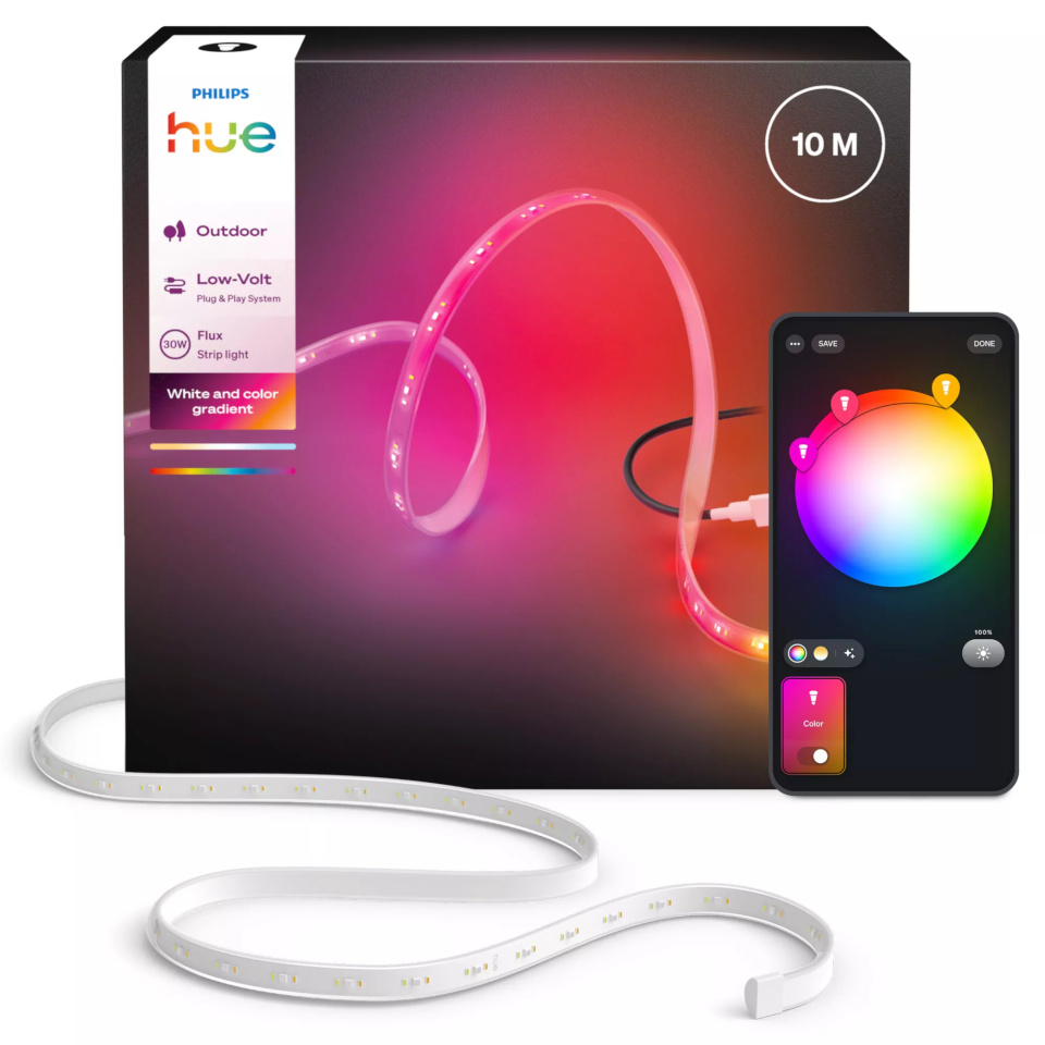 Philips Hue Flux Lightstrip for outdoor use, 10m 30W Bluetooth, Zigbee