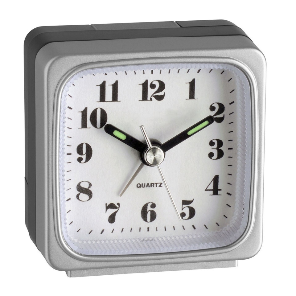 TFA äratuskell 98.1079 Quartz Analogue Alarm Clock, hõbedane/valge