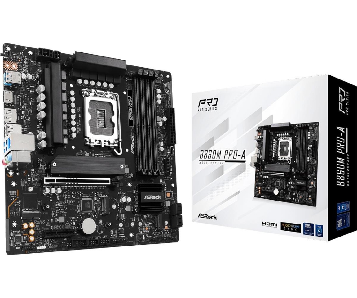 Asrock emaplaat intel B860 LGA 1851 (socket V1) micro ATX ram Ddr5-sdram 4xslots 3xnumber Of M.2 (m) Slots b860mpro-a