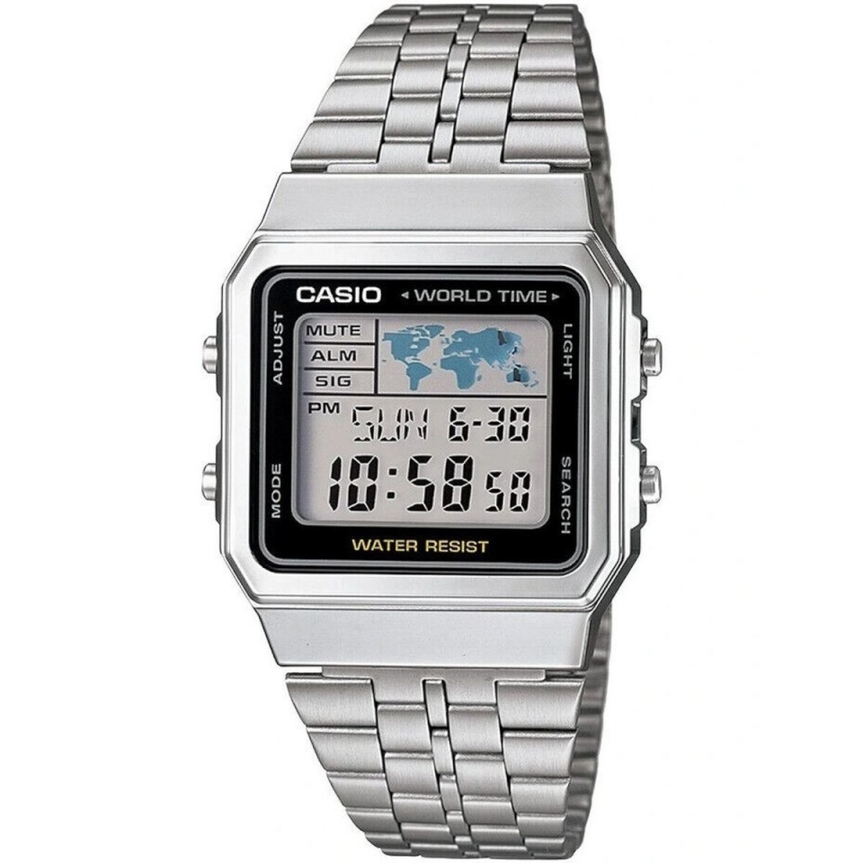 Casio unisex kell VINTAGE must Hõbedane (Ø 34 mm)