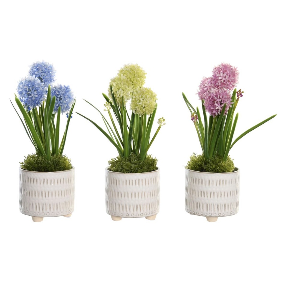 DKD Home Decor dekoratiivne taim Vaht sinine roosa kollane polüpropüleen 15x15x30cm 3 Tükid, osad